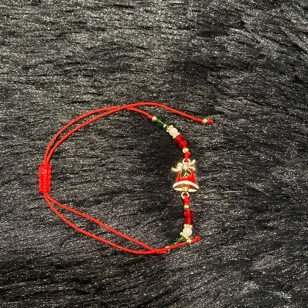 Christmas bell adjustable pull cord bracelet